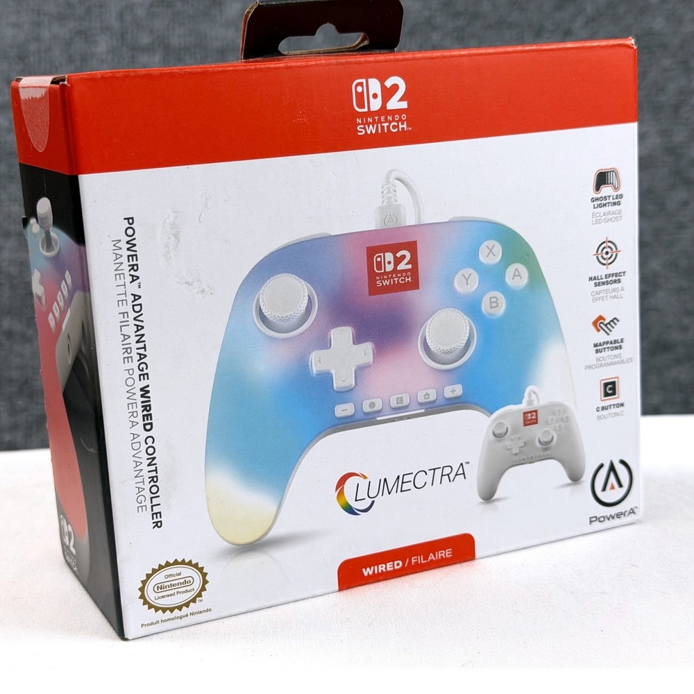 NIB PowerA Advantage Wired Controller Nintendo Switch Lumectra RGB White New $50